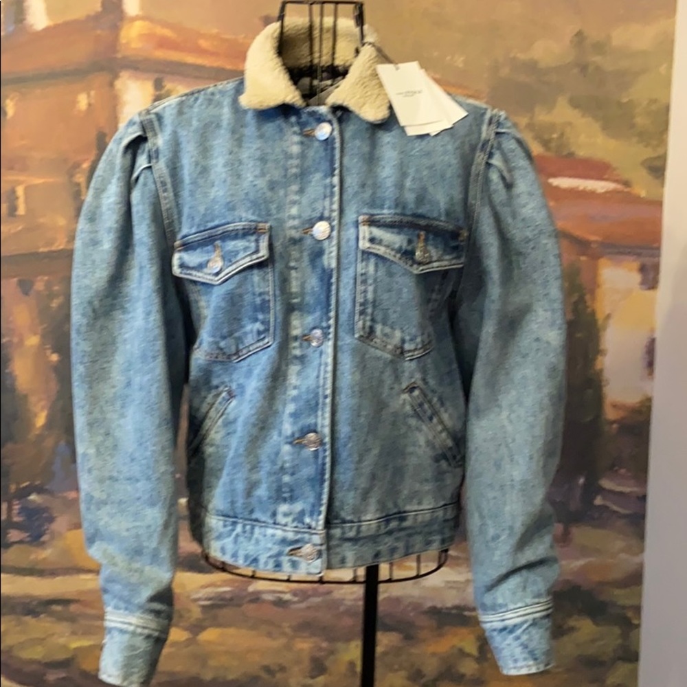 Isabel Marant Denim Jacketwith Shearling Trim